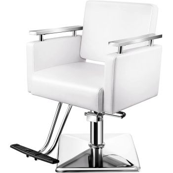 Heavy Duty Steel Frame Stylist Salon Chair White 